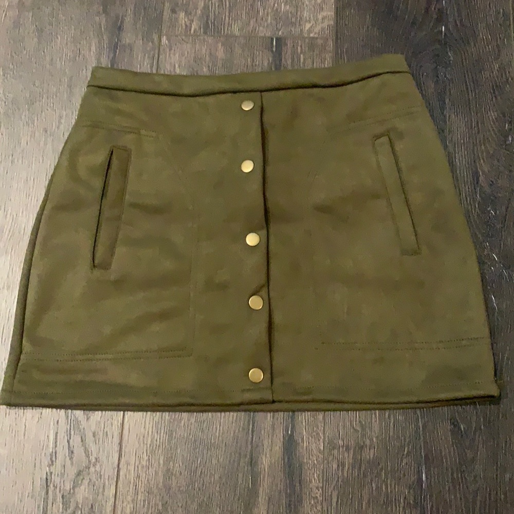 Suede Button front skirt